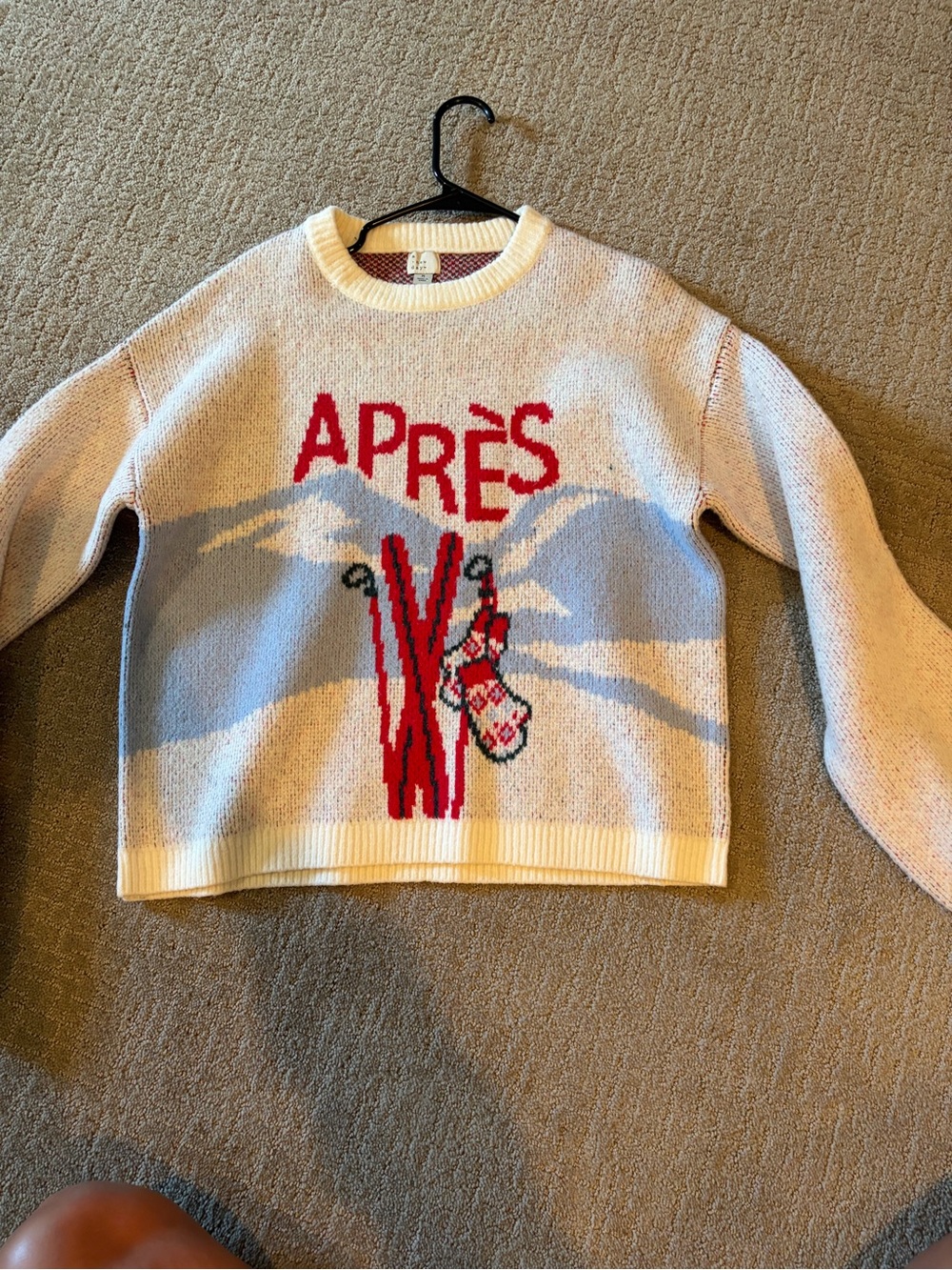 Target Cream and Red 'Après' Ski Graphic Sweater